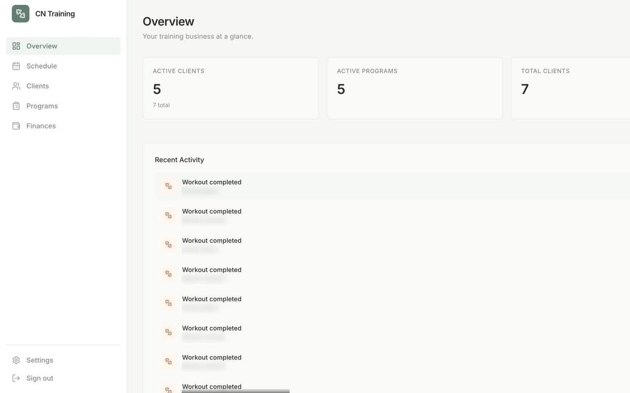 CN Training — Client Dashboard preview